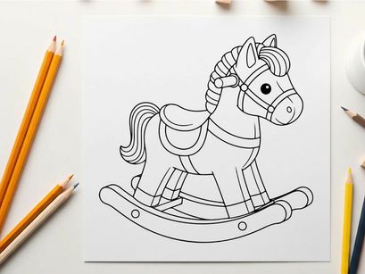 White rocking horse toy vector illustration flat design