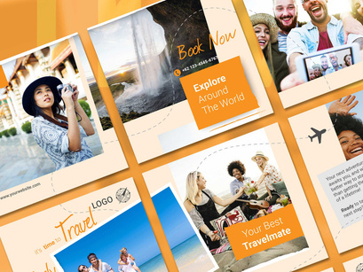 Travel Social Media Post - orange color theme