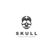 Skull skeleton logo vintage template idea on white background