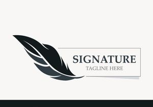 Feather and signature logo design minimalist business symbol sign template illustration