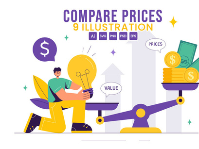 9 Compare Prices Economy Illustration