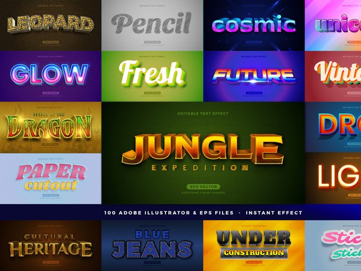 100 in 1 Bundle Multipurpose Text Effect Style