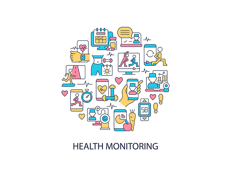 Health monitoring abstract color concept layout with headline
