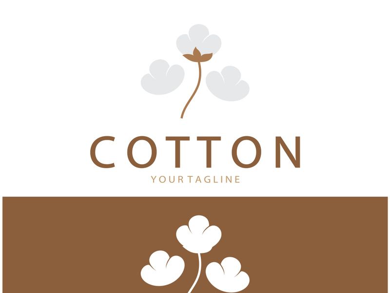 Soft natural organic cotton flower plant logo for cotton plantations, industries,business,textile,clothing and beauty,vector