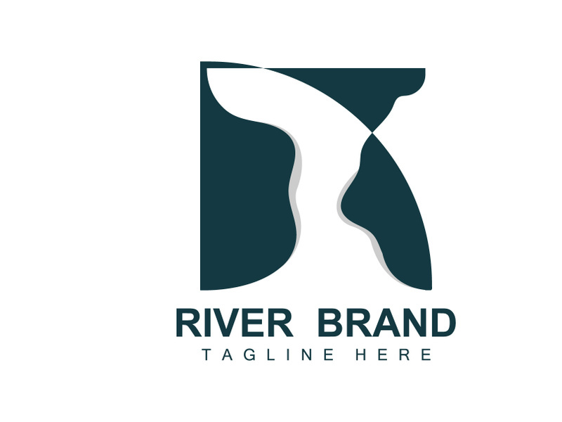 River Logo Design, River Creek Vector, Riverside Illustration With A Combination Of Mountains And Nature, Product Brand