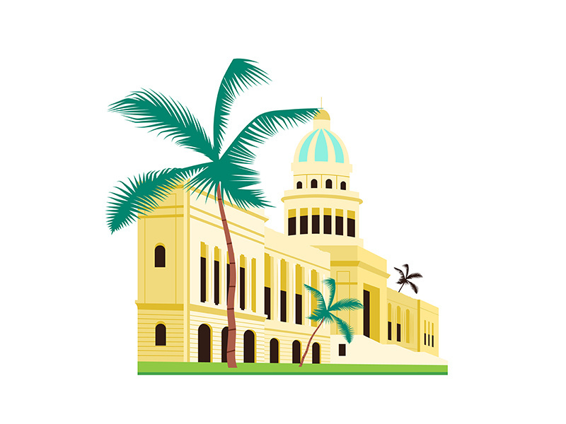 Cuba capitol building flat color vector object