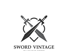 Sword vintage logo design. illustration sword element, can be used as logotype, icon, template coat of arms concept