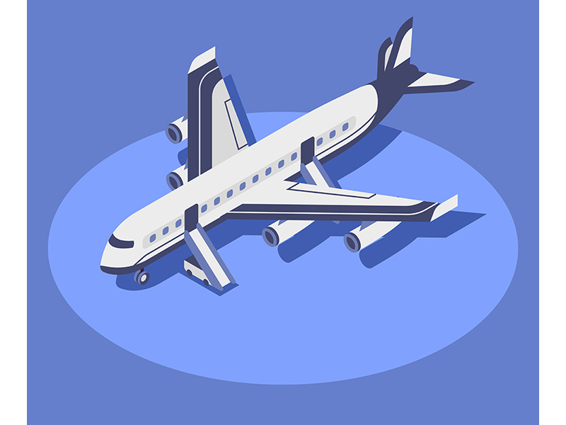 Commercial airplane isometric color vector illustration