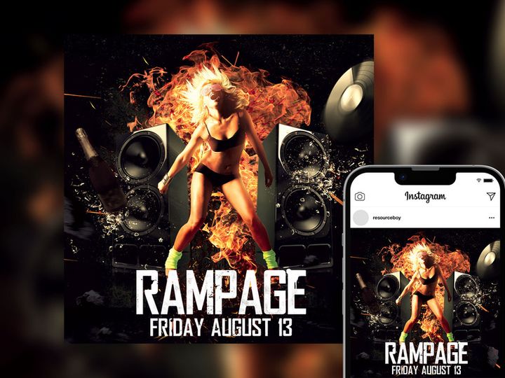Free Flame Splash Rusted Rock Music Instagram Template