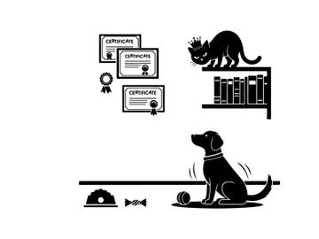 Silhouette of dog and cat with certificates and books preview picture