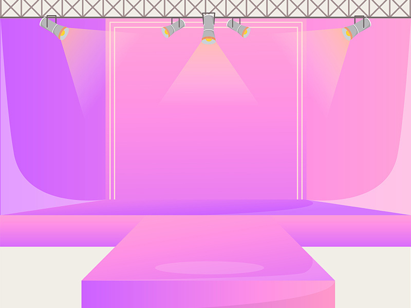 Pink runway platform flat color vector illustration