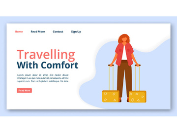 Travelling with comfort landing page vector template preview picture