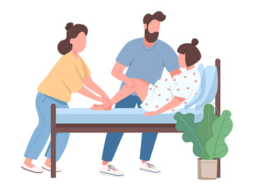 Woman deliver baby flat color vector faceless character preview picture