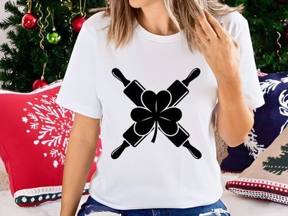 Crossed Rolling Pins with Shamrock