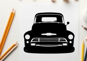 Silhouette of a classic chevrolet truck from the front view