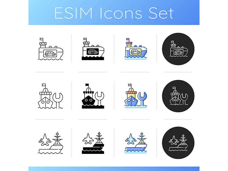 Maritime industry icons set