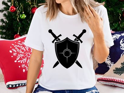 Decorated Shield and Swords Silhouette