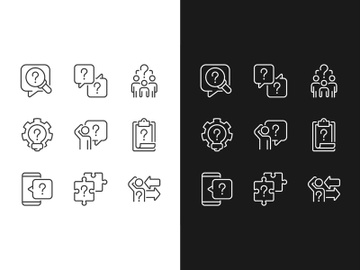 Solving different equations linear icons set preview picture