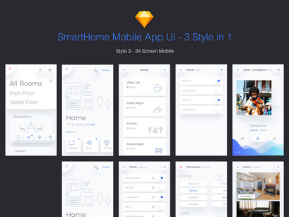Smart Home Mobile App - 3 Styles in 1 file.