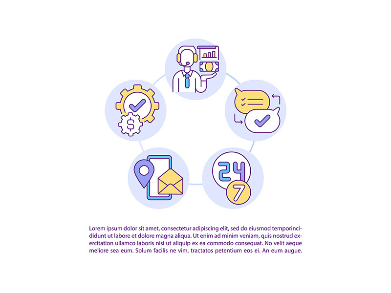 Client support concept line icons with text