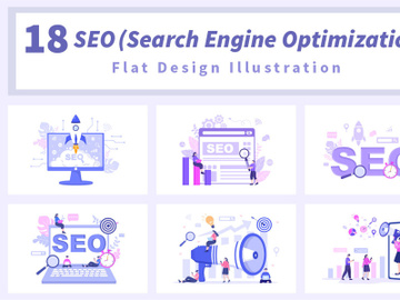 18 SEO Engine Optimization Vector Illustration preview picture