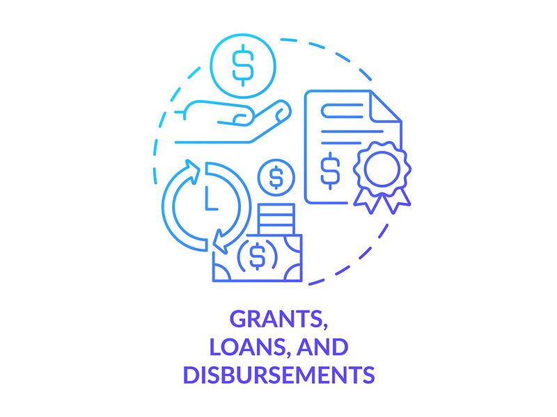 Grants, loans and disbursements blue gradient concept icon