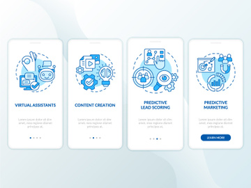 Usage of AI in marketing blue onboarding mobile app screen preview picture