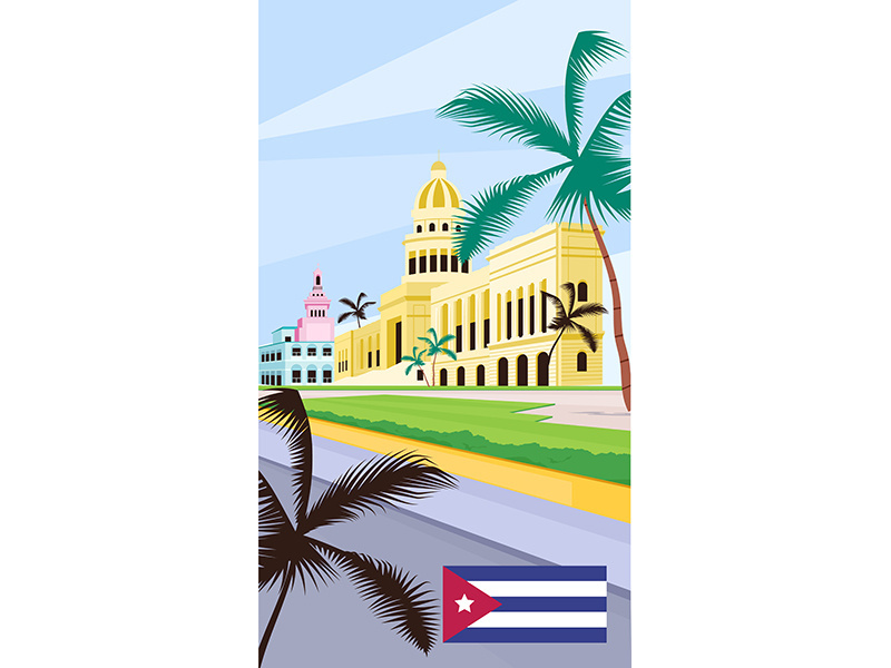 Cuba national capitol poster flat vector template