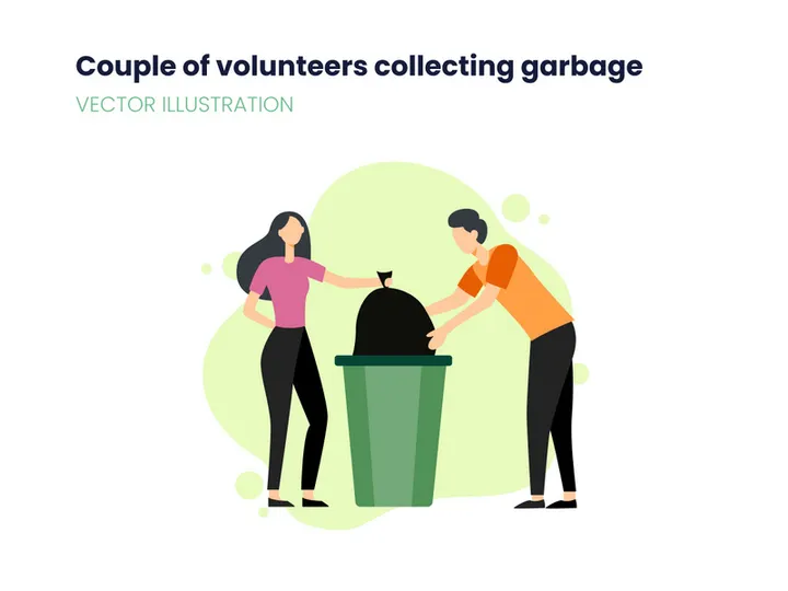Couple collecting garbage