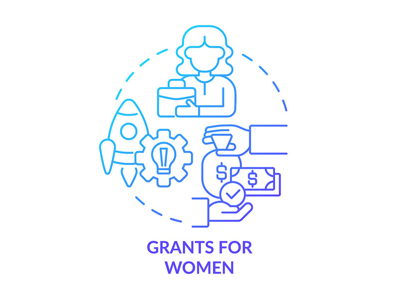 Grants for women blue gradient concept icon