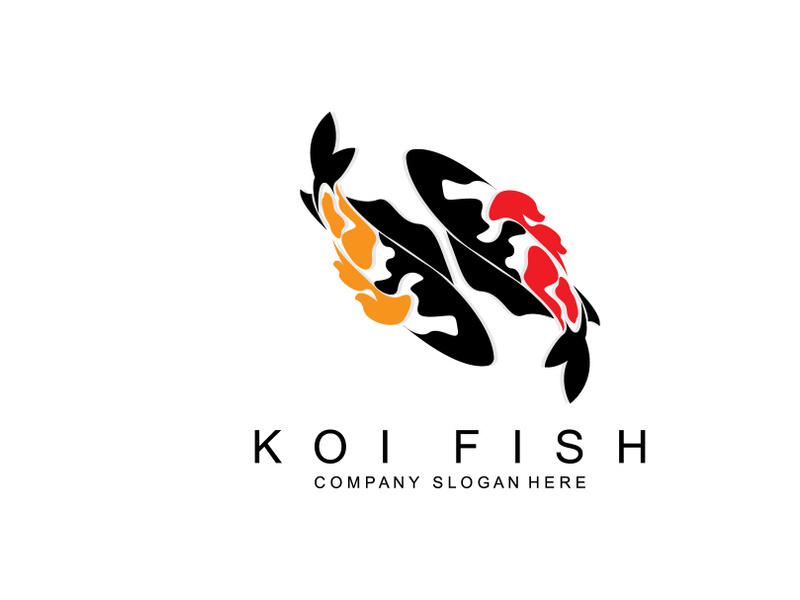 Koi Fish Logo Design, Ornamental Fish Vector, Aquarium Ornament Illustration Brand product