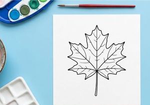 Close-up of a detailed autumn maple leaf. Natural fall foliage with vibrant colors.
