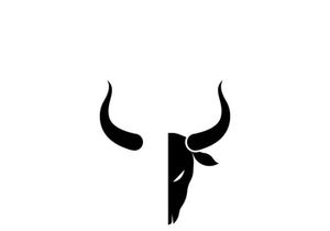 Retro vintage bull head horns logo.
