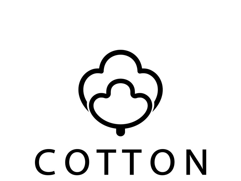 Soft natural organic cotton flower plant logo for cotton plantations, industries,business,textile,clothing and beauty,vector