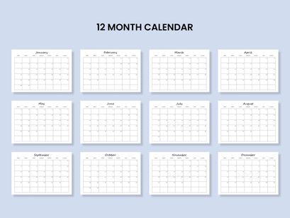 Monthly Calendar Landscape Printable Calendar Template Year 2022