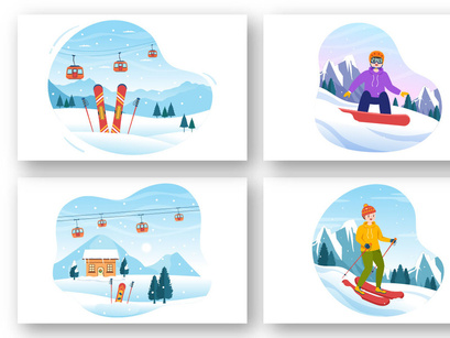 13 Snowboarding Activity Illustration