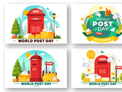 12 World Post Day Illustration