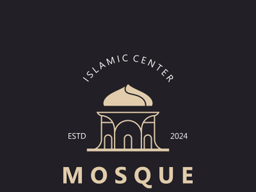 Mosque Logo design, simple islamic architecture, emblem symbol islamic center vector template preview picture