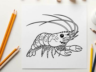Cute cartoon shrimp waving vector illustration flat design