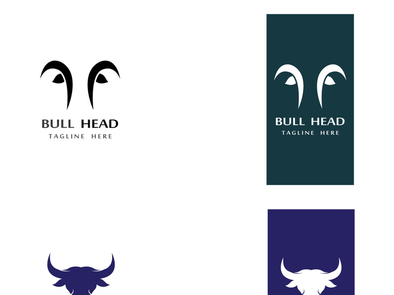 Retro vintage bull head horns logo design.