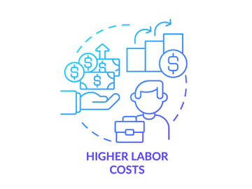 Higher labor costs blue gradient concept icon preview picture