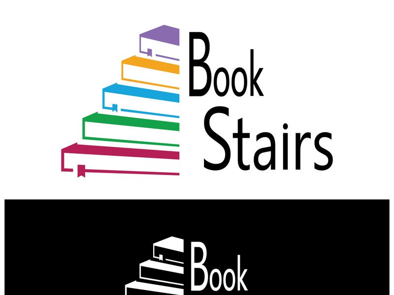 book stairs logo, or library for bookstores, book companies, publishers, encyclopedias, libraries, education, digital books, vectors