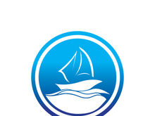 Sailboat boat on sea ocean wave with logo design simple ship