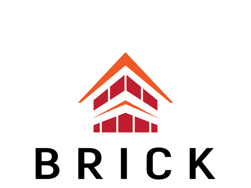 creative brick logo designs for buildings, architectural buildings, civil engineering, building materials shops