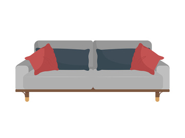Modern sofa for living room semi flat color vector object preview picture