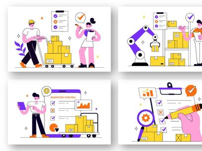 10 Inventory Management Vector Illustration