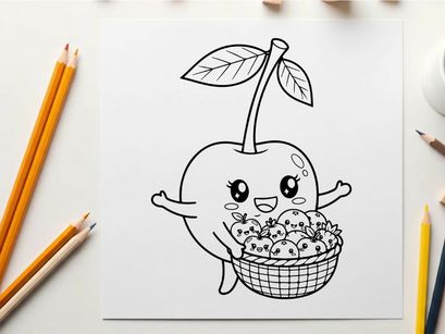 Cute apple character holding basket of apples vector illustration