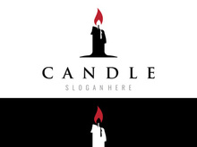 Simple burning luxury candlelight logo design with isolated background.Template for business, sign, company.