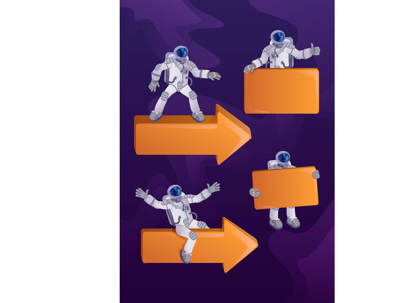 Astronaut in spacesuit 2d cartoon character illustrations kit