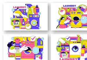 10 Laundry Room Vector Illustration